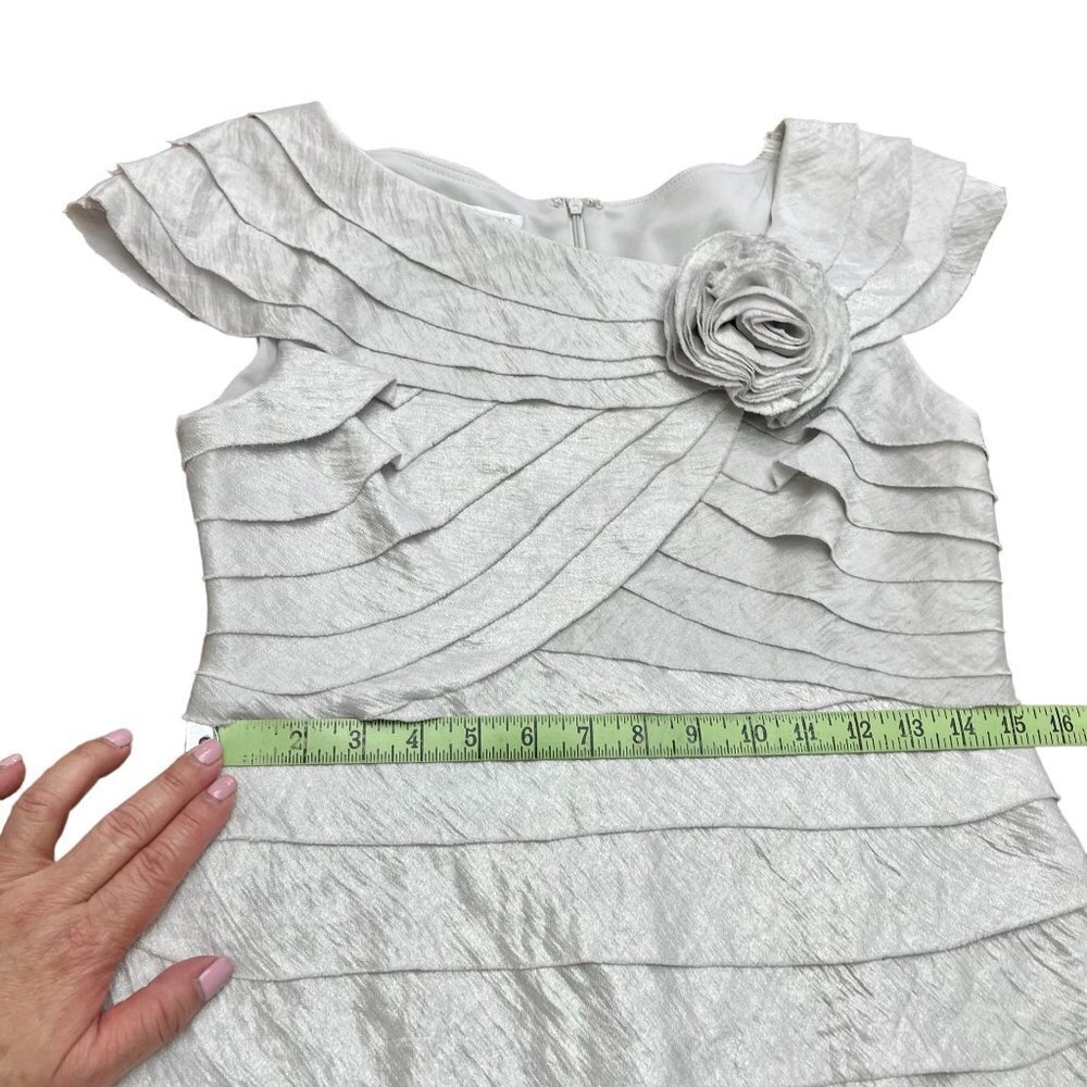 London Times Shimmer Cocktail Party Dress Scoop Neck Ruffled Tiered Pleated 10 - Picture 10 of 11